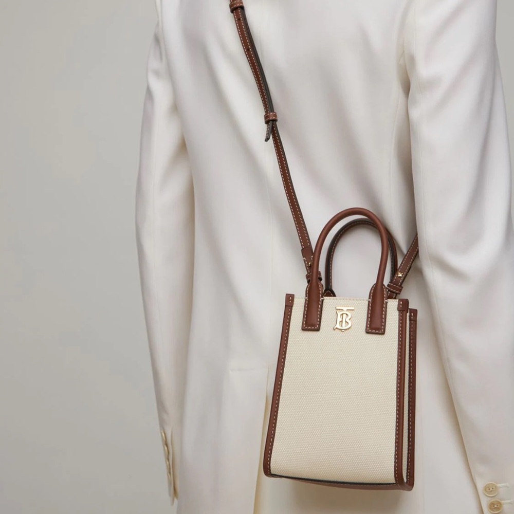 Burberry TB leather canvas phone tote - Picture 2 of 11